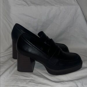 a.n.a Black Women's Block Heel Loafers NWOT